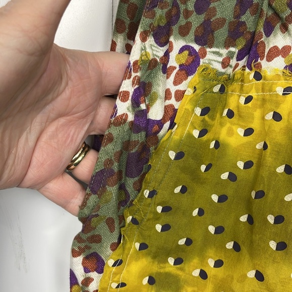 Anthropologie Gregory Womens Skirt XS/S Green Gold Mini Patch Raw Seam Trendy - Picture 4 of 12